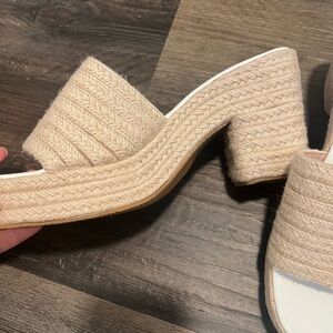 Women's Cream Woven Platform Sandals